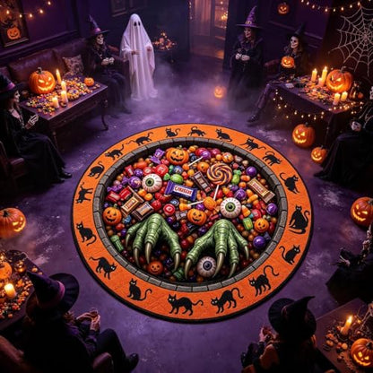 3D Halloween Ghost Optical Illusion Rug - 40in Spooky Staircase Mat - Variation D