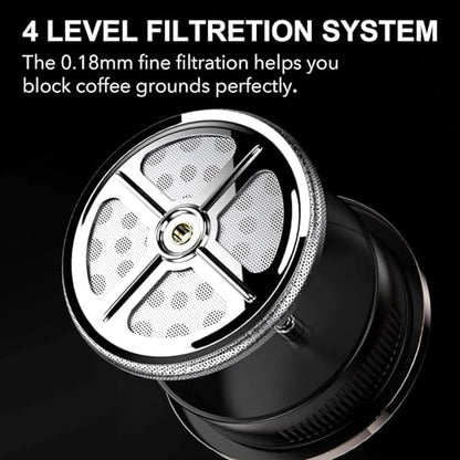 French Press Coffee Maker (34 oz) with 4 Filters - 304 Durable Stainless Steel,Heat Resistant Borosilicate Glass Coffee Press,BPA Free,Black（include 1 cleaning brush,1spoon and 2 spare filter screen