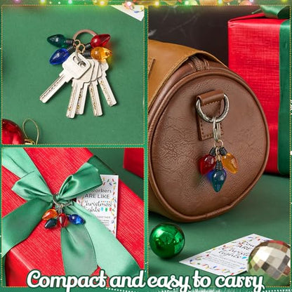 20-Piece Christmas Light Bulb Keychain Gift Set with Cards & Bags - Casual Variation