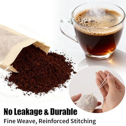 20 Pcs Reusable Cotton Muslin Tea & Spice Bags with Drawstring - Food Safe, Durable & Eco-Friendly