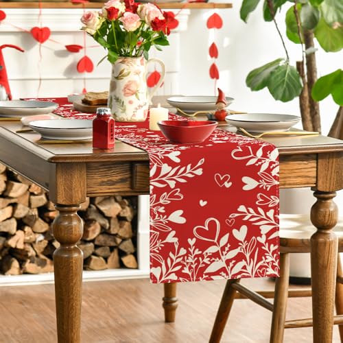 Red Heart Love Valentine's Table Runner 13x48 Inch Home Decor - Artoid Mode