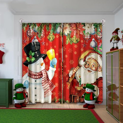 Christmas Curtains Set 2 Pieces Snowman Santa Claus Holiday Window Decor - Variation of THIS listing