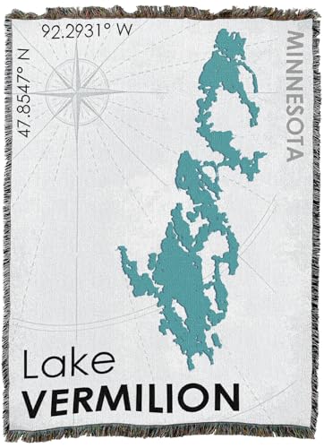 Vermilion Lake MN Cotton Blanket - Made in USA, 72x54 Inch Throw