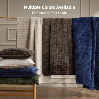 Bedsure Velvet Quilt Set King Size - Brown Luxury Bedspread with Pillow Shams