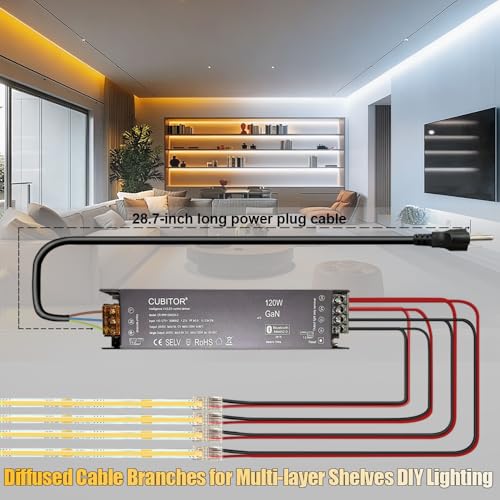 CCT COB LED Strip Light Kit 32.8ft Dimmable Tunable White 2700K-6500K with Smart Transformer, Remote & App Control - 1 Roll