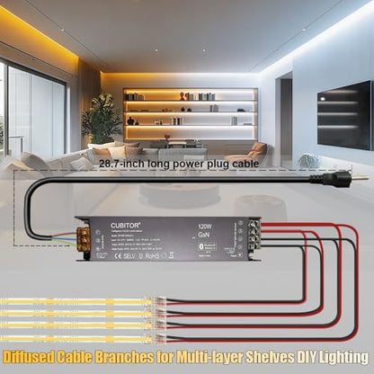 CCT COB LED Strip Light Kit 32.8ft Dimmable Tunable White 2700K-6500K with Smart Transformer, Remote & App Control - 1 Roll