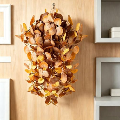 Artificial Fall Eucalyptus Hanging Plants Set of 2 - Orange Autumn Decor
