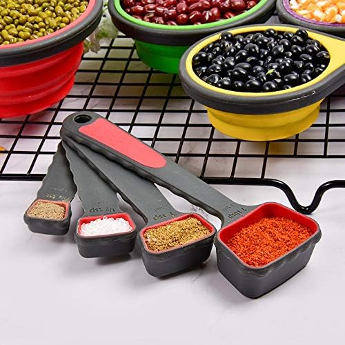 Skiennix Collapsible Silicone Measuring Cups & Spoons - 8-Piece Set for Baking & Travel | Pink