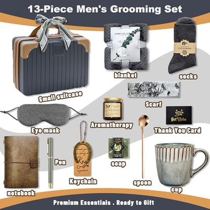 Get Well Care Package for Men & Women - Gray Gift Box with Blanket, Mug, Socks & More