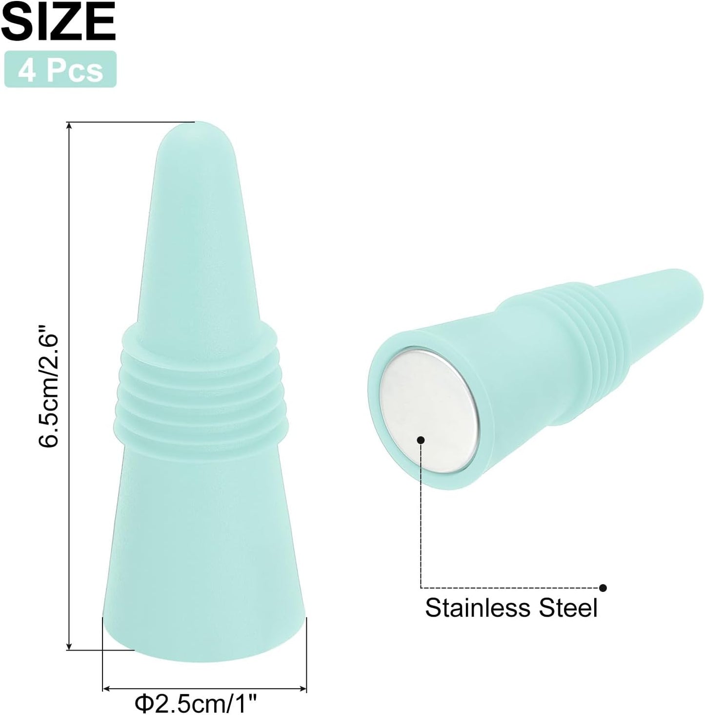 MECCANIXITY 4Pcs Wine Stoppers High Temp Silicone Plug T Shaped Wine Bottle Stopper Wine Outlet Cap Bottle Cover, Nordic Blue