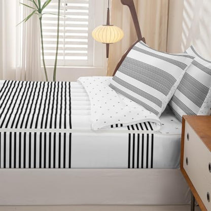 Black / Twin Zip Up Bedding Set with Comforter & Fitted Sheet Kids Boys Girls