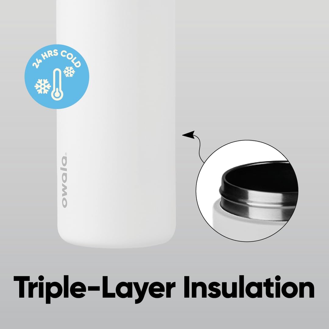 Owala FreeSip Insulated Stainless Steel Water Bottle - BPA-Free, 24 Oz, Shy Marshmallow | Perfect for Travel