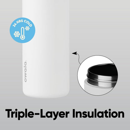 Owala FreeSip Insulated Stainless Steel Water Bottle - BPA-Free, 24 Oz, Shy Marshmallow | Perfect for Travel