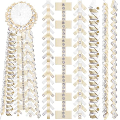 Homecoming Mum Braids Set - White Gold 30 Inch DIY Decorations, 6 Pieces