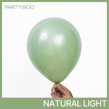 PartyWoo Pearl Light Green Balloons - 140-Piece Pastel Neon Green Balloon Arch Kit | Various Sizes for Baby Shower, Wedding, or Birthday Party Decorations