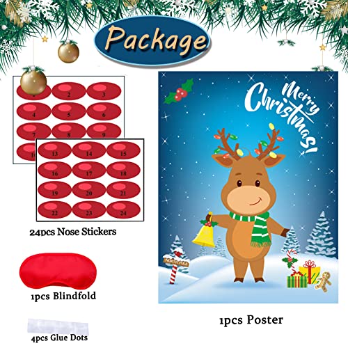 Christmas Kids Party Game Pin the Nose on the Reindeer - Holiday Family Activity