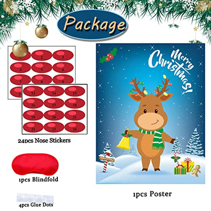 Christmas Kids Party Game Pin the Nose on the Reindeer - Holiday Family Activity