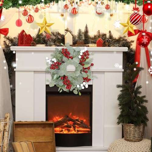 Christmas Eucalyptus Wreath Set - 8 Pack 14 Inch Holiday Decor