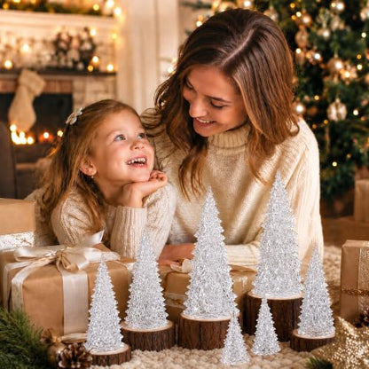 8 Pcs Clear Acrylic Christmas Tree Set - Tabletop Holiday Decor
