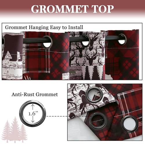 Red Rustic Christmas Curtains for Living Room Bedroom, 52W x 63L, Set of 2 - Variation of THIS listing