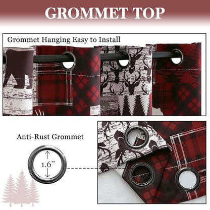 Red Rustic Christmas Curtains for Living Room Bedroom, 52W x 63L, Set of 2 - Variation of THIS listing