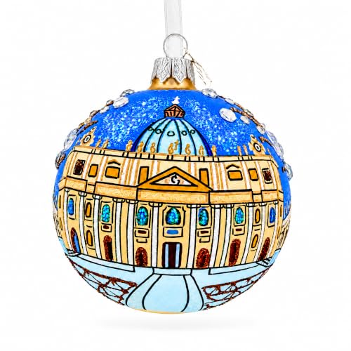 Vatican Glass Ball Ornament 3.25 Inches - Hand-Painted Religious Decor