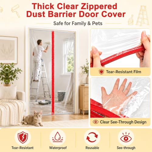 Dust Barrier Plastic Zipper Door Kit for Home Renovation and Dust Protection