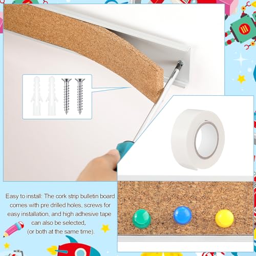 60 Inch Cork Bulletin Board Strips Aluminum Frame Set of 10 - Office & Home Use