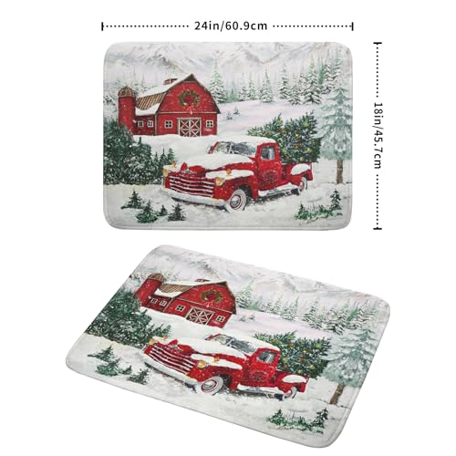 Christmas Red Truck Dish Drying Mat 18x24 Inch Kitchen Accessories