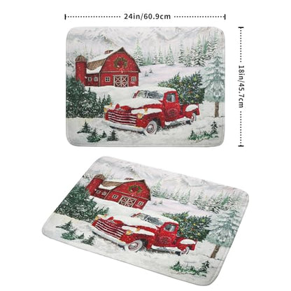 Christmas Red Truck Dish Drying Mat 18x24 Inch Kitchen Accessories