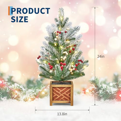 Green 24 Inch Mini Christmas Tree with Lights & Ornaments - DIY Tabletop Decor
