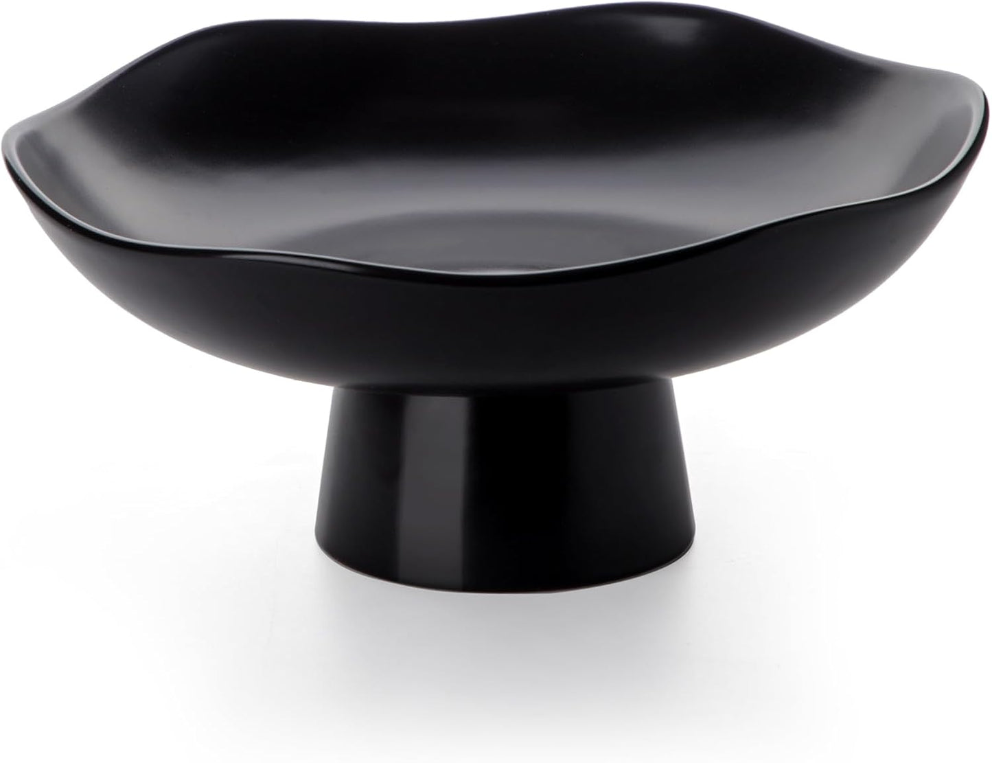 Nucookery Ceramic Fruit Bowl - Modern 10-Inch Decorative Kitchen Counter Stand | Matte Black Design