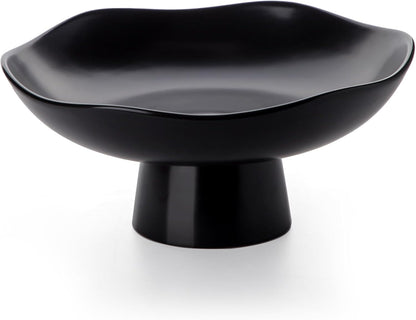 Nucookery Ceramic Fruit Bowl - Modern 10-Inch Decorative Kitchen Counter Stand | Matte Black Design