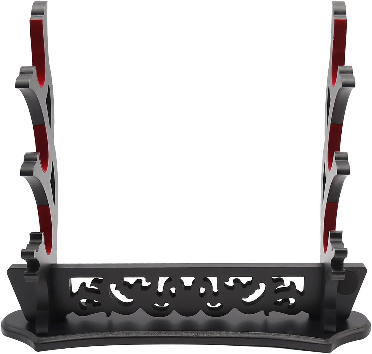 Saihisday Sword Stand - Three-Tier Katana Holder with Padded Support for Japanese Samurai Swords | Black Lacquer Finish