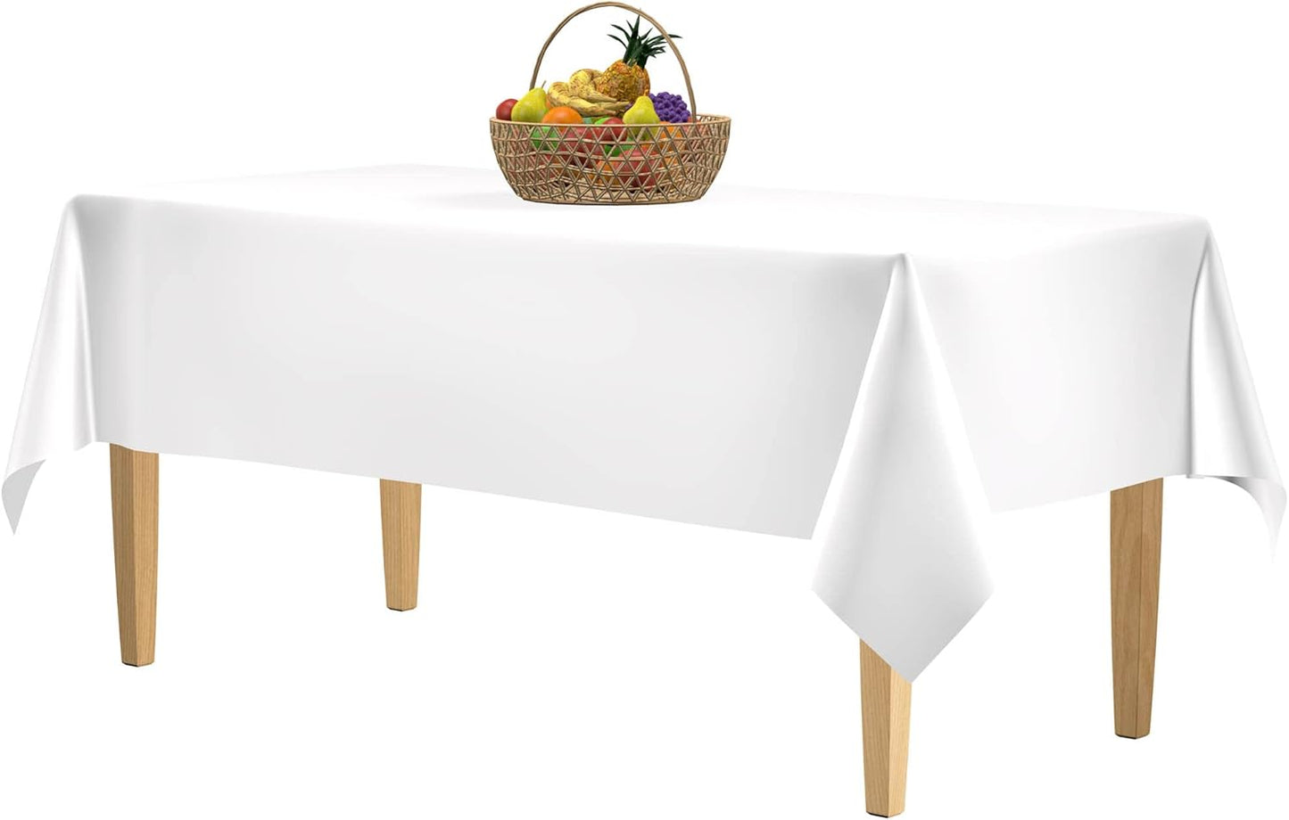 Premium White Plastic Tablecloth by [Brand Name] - 5 Pack Disposable Rectangle Cover | 108 x 54 in. for Parties & Weddings