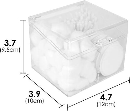Adorila Cotton Swab Holder - 2-Compartment Design with Easy-Open Lid | Compact Clear Organizer for Bathroom