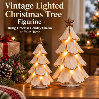 Vintage Lighted Christmas Tree Figurine - Mini Tabletop Holiday Centerpiece - All Variants