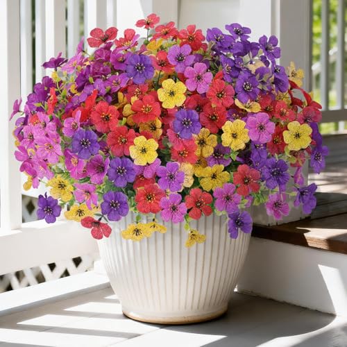 Outdoor Artificial Flowers Set - Faux Mums & Blooming Plants for Garden & Decor