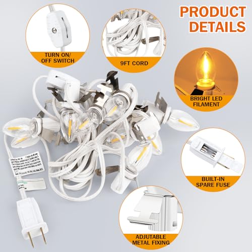 Christmas Village Lights Set - 10 Warm White C7 LED Bulbs for Holiday Decor