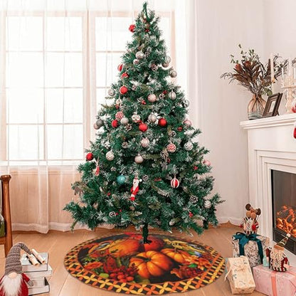 Happy Fall Christmas Tree Skirt Medium - Funny Farmhouse Holiday Decor 36 Inch