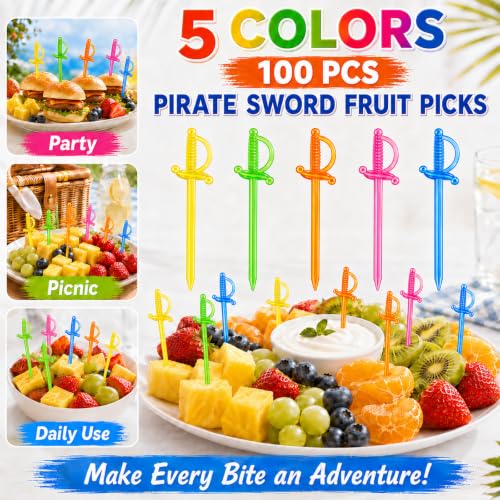 200PCS Cocktail Sword Toothpicks - Colorful Mini Sword Garnishes
