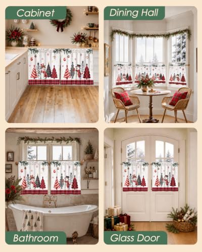 Christmas Kitchen Tier Curtains Snowman Design 28W x 24L - Pack of 2