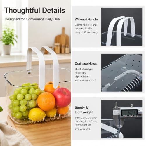 Portable Clear Plastic Shower Caddy with Handle and Ventilation Holes