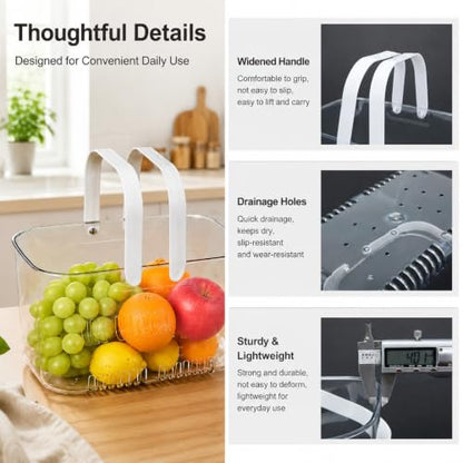 Portable Clear Plastic Shower Caddy with Handle and Ventilation Holes
