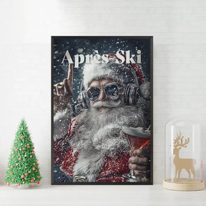 Multi 01 Unframed Retro Apres Ski Canvas Wall Art Christmas Characters 12x16in