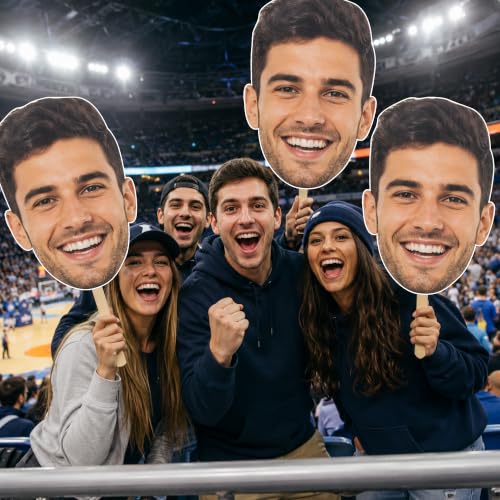 Personalized Big Head Photo Prop on Stick for Events and Parties (6-48 Inches)