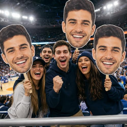Personalized Big Head Photo Prop on Stick for Events and Parties (6-48 Inches)