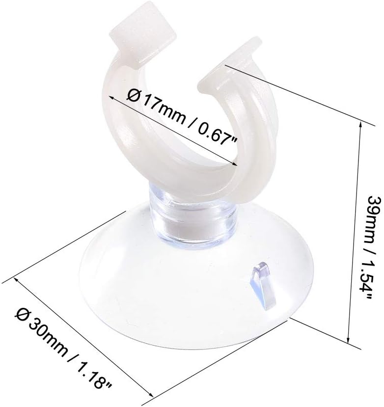 Uxcell Aquarium Suction Cup Clips - Durable Airline Tube Holders for Fish Tanks | 17mm, 20 Pcs