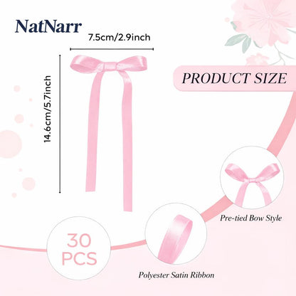 Skiennix 30 Pack Bow Cake Toppers - Pink Ribbons for Coquette Themed Celebrations | Perfect for Birthdays, Baby Showers, Weddings & More