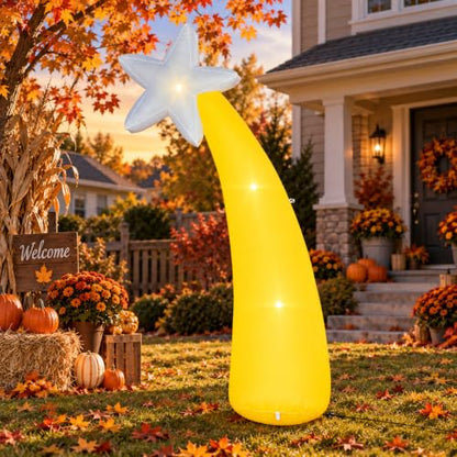 10FT Fall Inflatable Yard Decorations with Yellow Palm Tree & Stars LED Lights